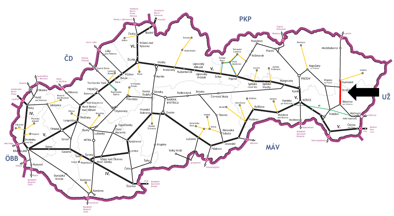 Bánovce nad Ondavou - Humenné, elektrifikácia a komplexná rekonštrukcia trate mapa