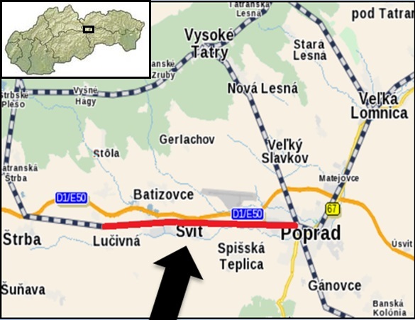 Modernizácia železničnej trate Žilina – Košice, úsek Liptovský Mikuláš – Poprad Tatry (mimo), 1. etapa (Poprad – Lučivná) mapa