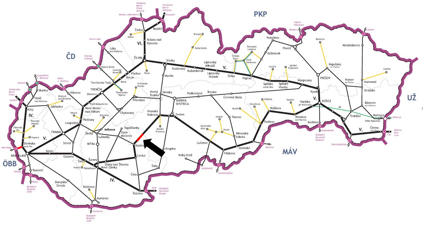 Hronský Beňadik – Nová Baňa (mimo), komplexná rekonštrukcia železničnej trate mapa