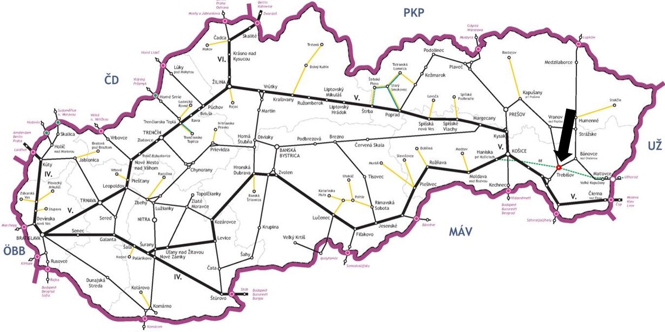Terminál integrovanej osobnej prepravy Trebišov, realizácia mapa