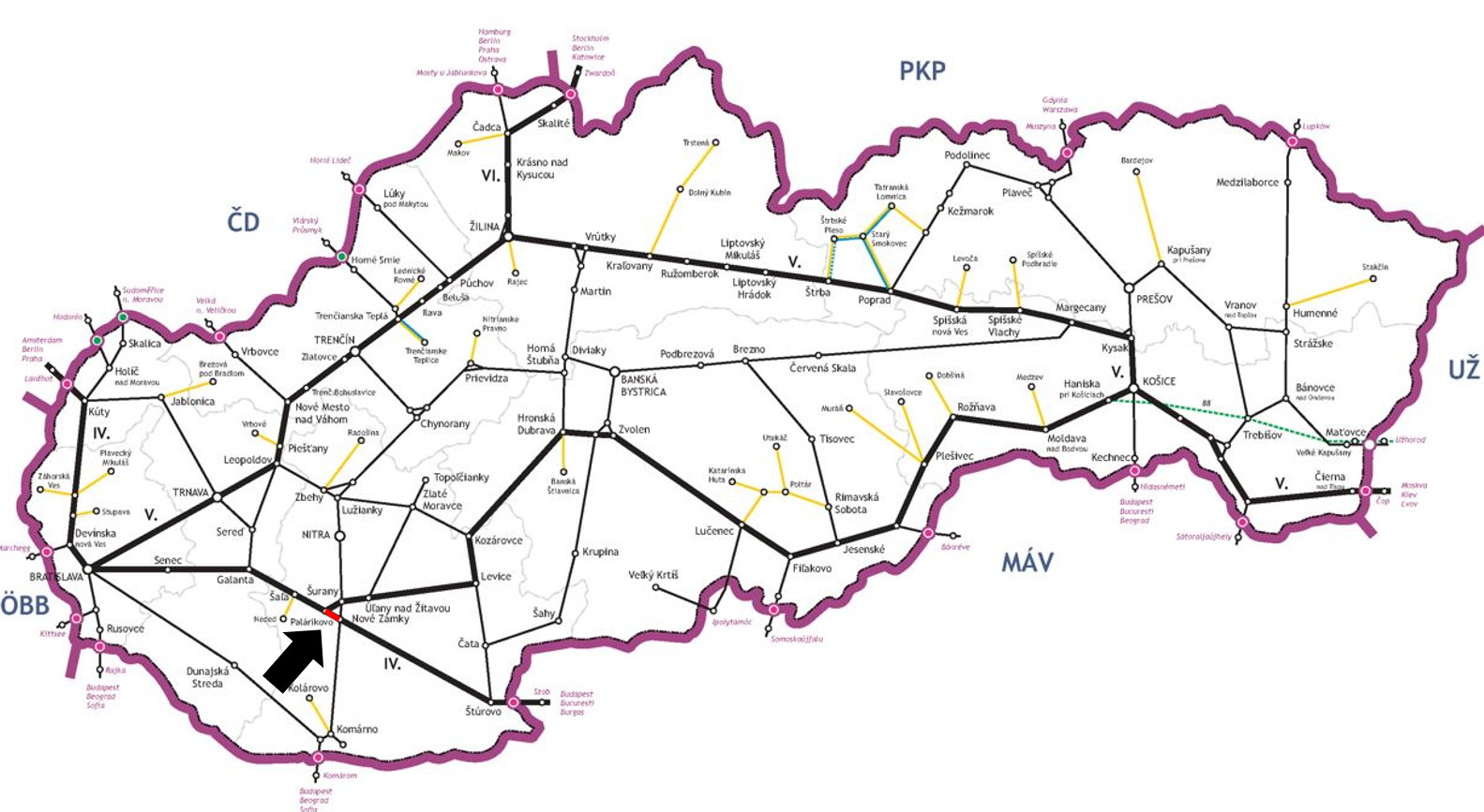 ŽST Nové Zámky - ŽST Palárikovo, modernizácia koľaje č. 1 a č. 2 mapa