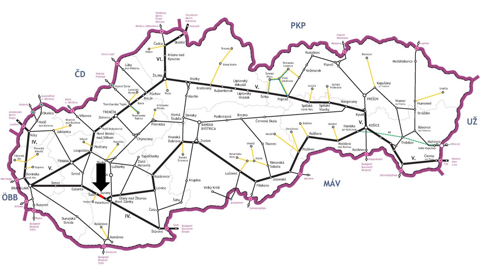 ŽST Trnovec nad Váhom – ŽST Tvrdošovce, modernizácia koľaje č. 1 a č. 2 mapa